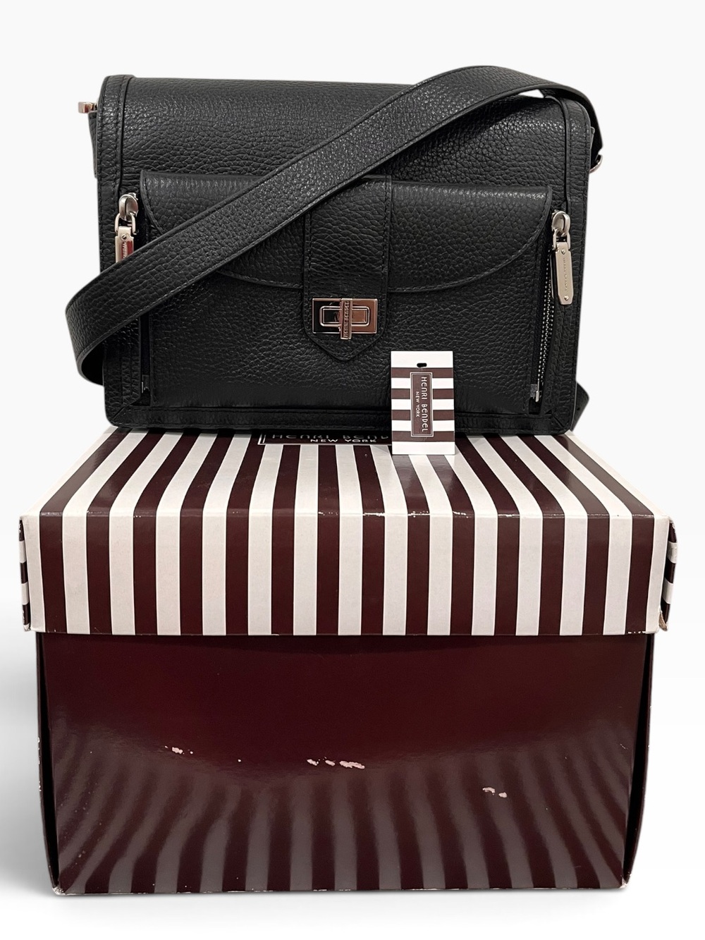 Henri Bendel Pebbled Leather Rivington Crossbody Flap Bag NWT & Box